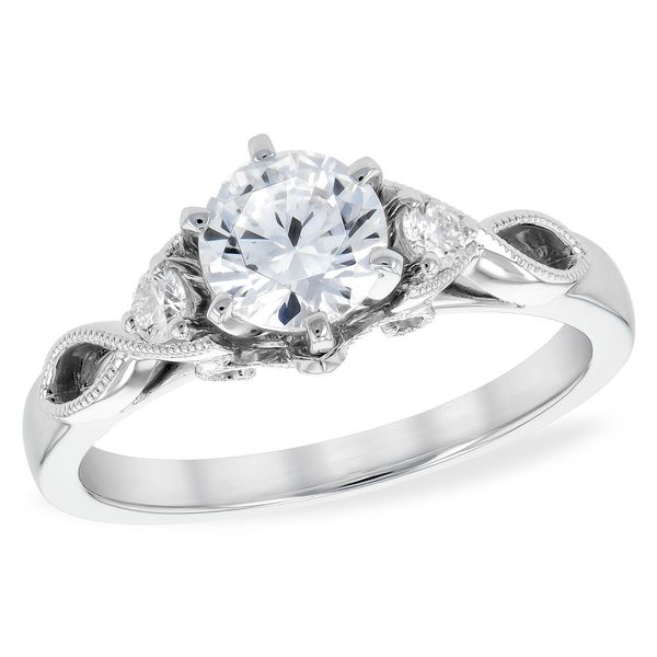 3-Stone Engagement Ring for 3/4ct Center in 14k White Gold Conti Jewelers Endwell, NY