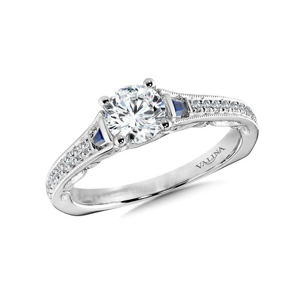 .12ct tw. Diamond & Blue Sapphire Semi-Mounting in 14k White Gold Conti Jewelers Endwell, NY