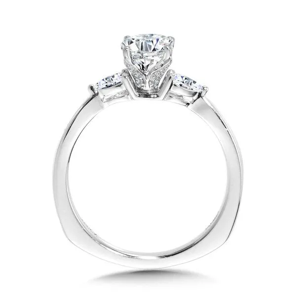 .32ct tw. Tapered 3-Stone Oval & Pear Diamond Semi-Mounting in 14k White Gold Image 2 Conti Jewelers Endwell, NY