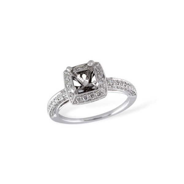 .81ct tw. Diamond Halo Semi-Mounting in 14k White Gold Conti Jewelers Endwell, NY