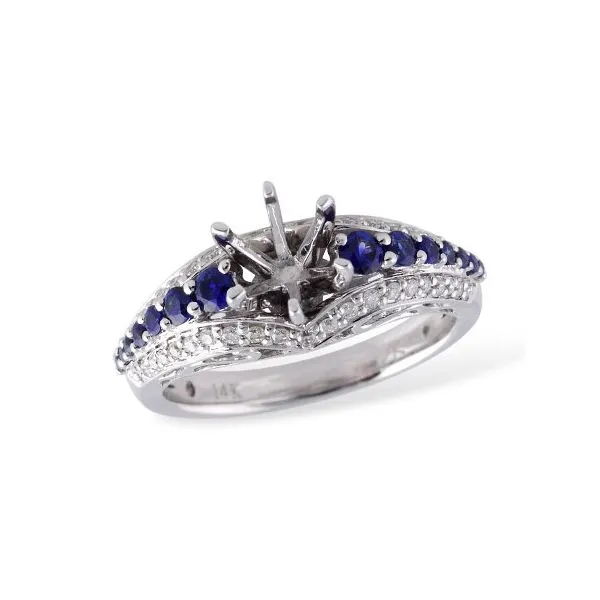 .60ct tw. Sapphire & Diamond Three-Row Semi-Mounting in 14k White Gold Conti Jewelers Endwell, NY