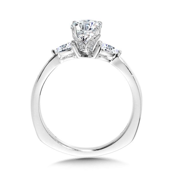 .32ct tw. Tapered 3-Stone Oval & Pear Diamond Semi-Mounting in 14k White Gold Image 2 Conti Jewelers Endwell, NY