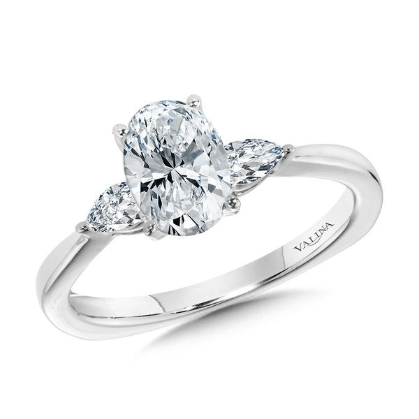 .32ct tw. Tapered 3-Stone Oval & Pear Diamond Semi-Mounting in 14k White Gold Conti Jewelers Endwell, NY