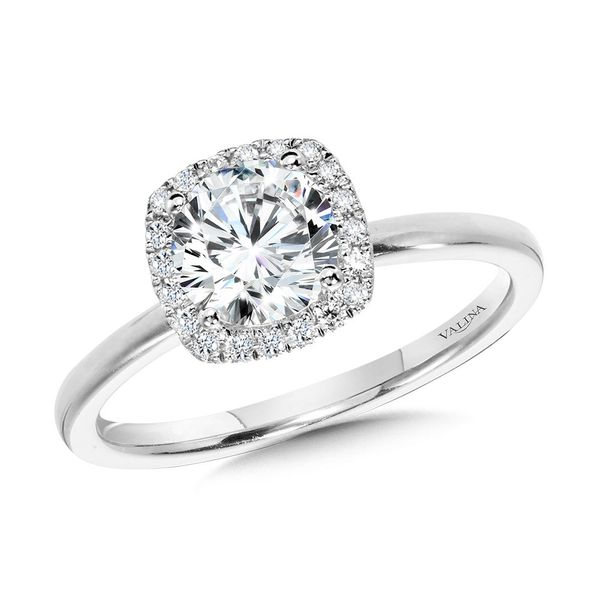 1/10ct tw. Classic Straight Diamond Halo Engagement Ring in 14k White Gold Conti Jewelers Endwell, NY