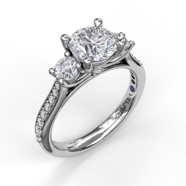 Classic Three Stone Single Row Engagement Ring Conti Jewelers Endwell, NY