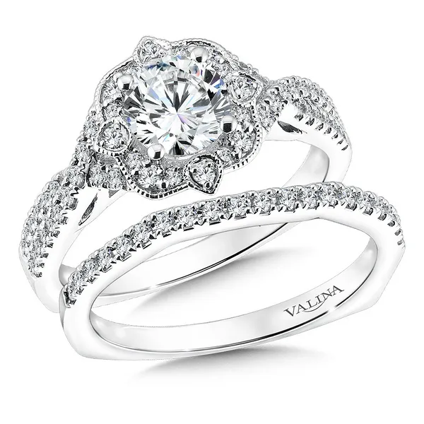 Floral Shape Halo Diamond Engagement Ring Image 2 Conti Jewelers Endwell, NY