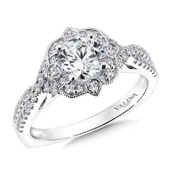 Floral Shape Halo Diamond Engagement Ring Conti Jewelers Endwell, NY
