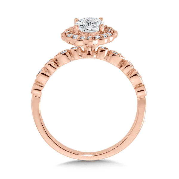 Oval-Cut Bezel-Set Fancy Diamond Halo Engagement Ring Image 2 Conti Jewelers Endwell, NY