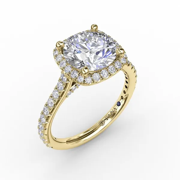 Cushion-Shaped Halo Diamond Engagement Ring in 14k Yellow Gold Conti Jewelers Endwell, NY