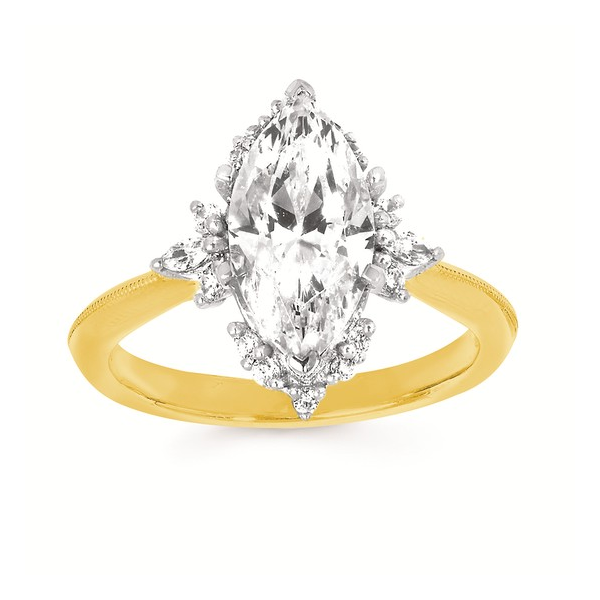 14k Two Toned Marquise 0.25cttw Diamond Halo Semi Mount Conti Jewelers Endwell, NY