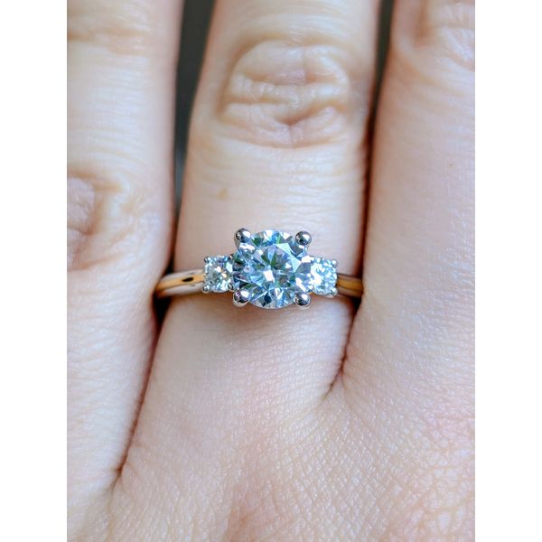 14k White Gold and 18k Yellow Gold 0.26cttw Diamond three stone Semi Mount sz 6.5 Image 3 Conti Jewelers Endwell, NY