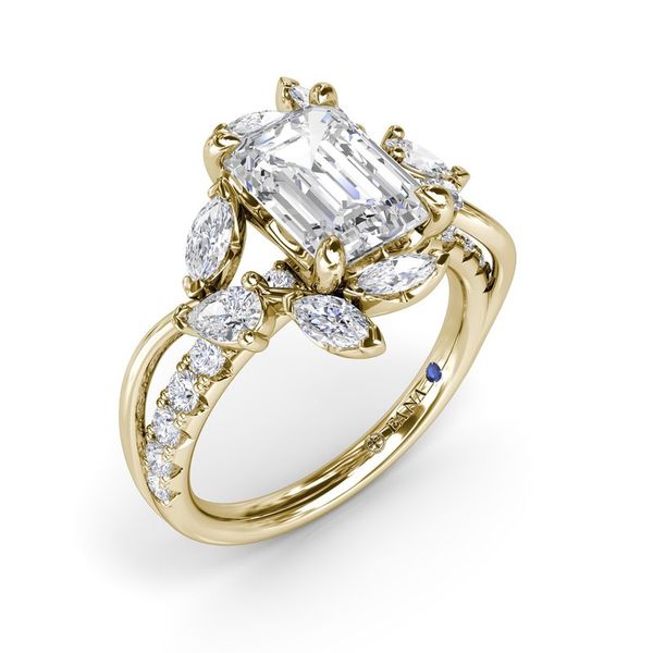 Vine-Inspired Emerald Cut Engagement Ring in 14k Yellow Gold Conti Jewelers Endwell, NY