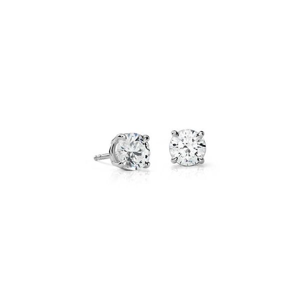 14k White Gold 3/4ct TDW Diamond Classic Stud Earrings Conti Jewelers Endwell, NY