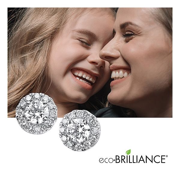 Eco-Brilliance® 1.00 Ctw. Lab-Created Diamond Halo Earrings In 14K Gold Image 2 Conti Jewelers Endwell, NY