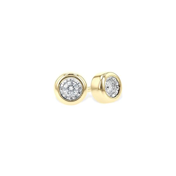 1/10cttw Yellow Gold Bezel Set Diamond Earrings Conti Jewelers Endwell, NY