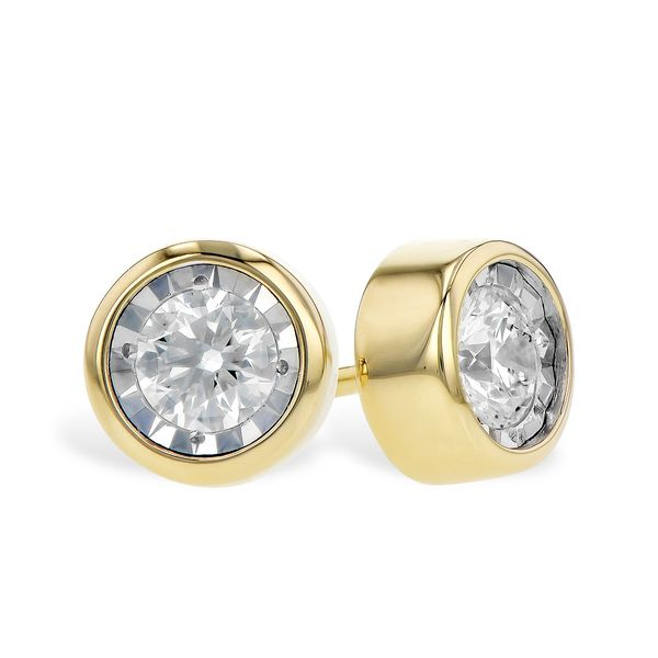 1/2 Carat Bezel Set Diamond Stud Earrings Crafted In 14 Karat Yellow Gold Conti Jewelers Endwell, NY