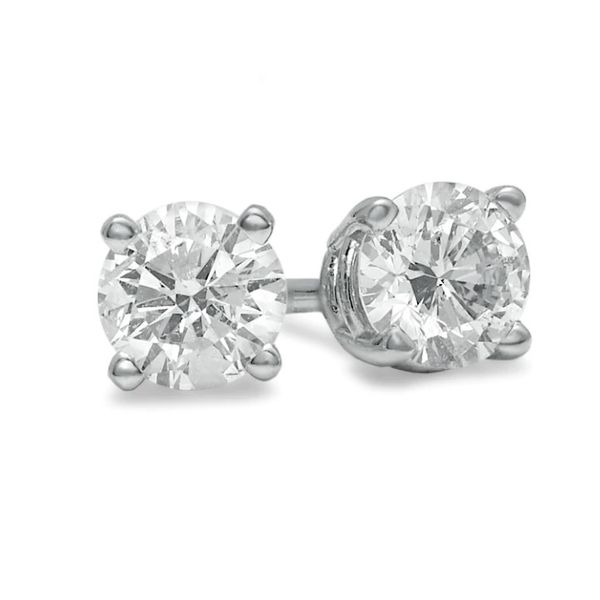 .62 CT. T.W. Diamond Solitaire Stud Earrings in 14K White Gold Conti Jewelers Endwell, NY