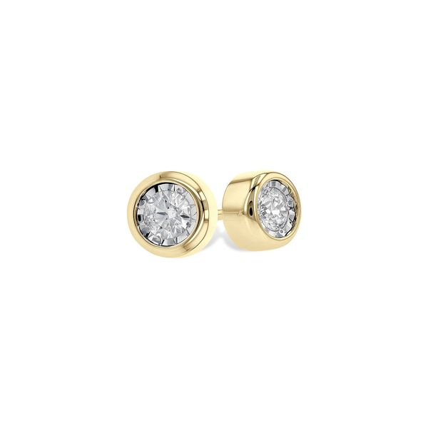 Diamond Bezel Stud Earrings in 14K Yellow Gold, 1/4ct tw. Conti Jewelers Endwell, NY