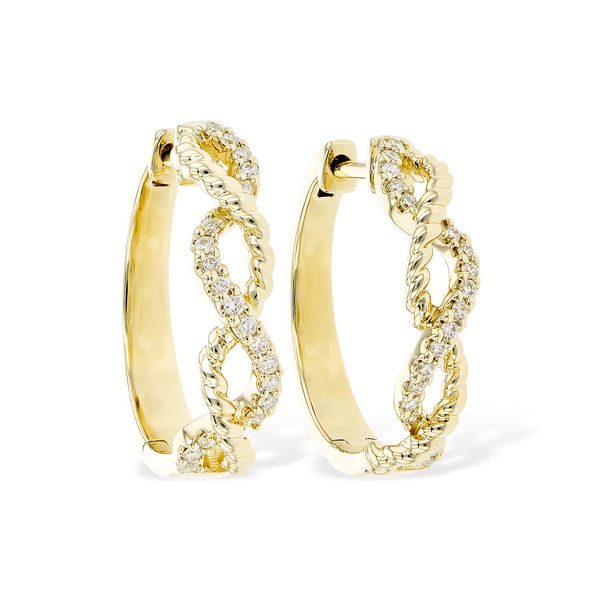 .18ct tw. Diamond Twisted Hoop Earrings in 14k Yellow Gold Conti Jewelers Endwell, NY