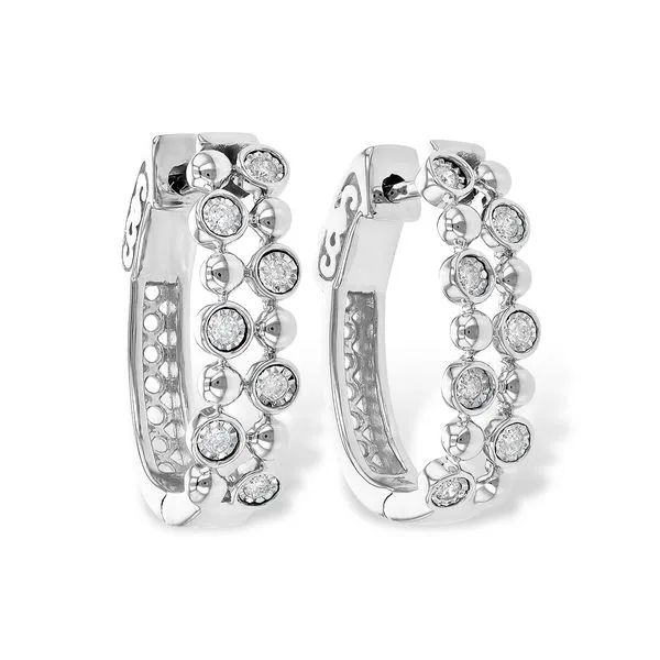 Double Row BezelSet Diamond Hoop Earrings