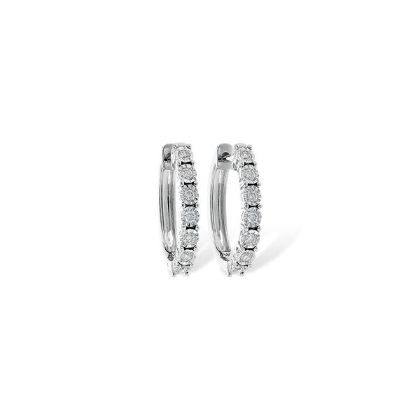 Diamond Hoop Earrings in 14k White Gold Conti Jewelers Endwell, NY