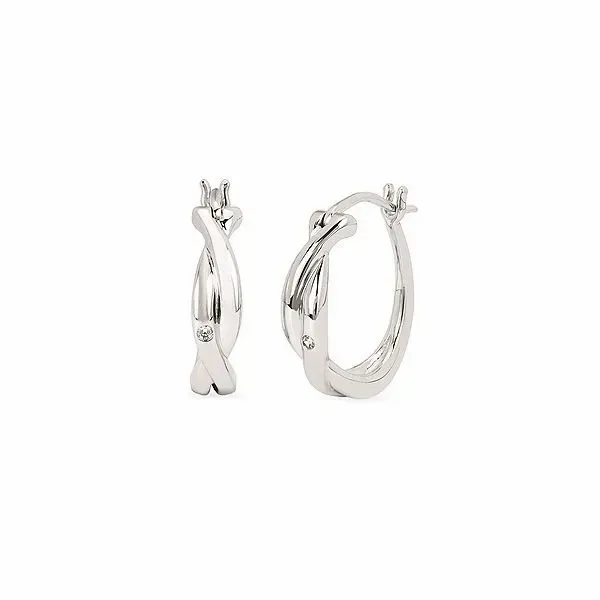 Diva Diamonds® Twisted Hoop Earrings In Sterling Silver With .02 Cttw. Diamond Conti Jewelers Endwell, NY