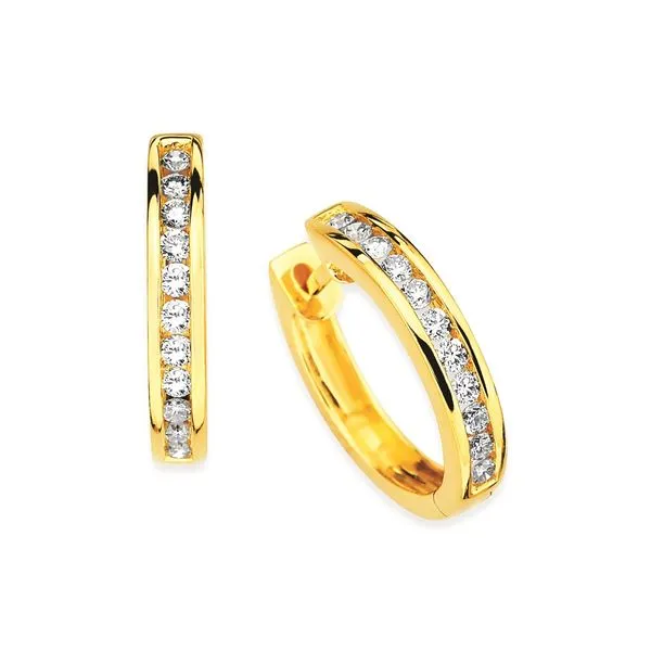 1/7 Ctw. Channel Set Diamond Hoop Earrings In 14K Gold Conti Jewelers Endwell, NY