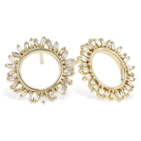 Women's Sunflower Design Diamond Stud Earrings in 14k Yellow Gold Conti Jewelers Endwell, NY