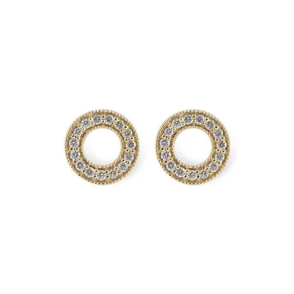 Diamond Circle Stud Earrings in 14k Yellow Gold Conti Jewelers Endwell, NY