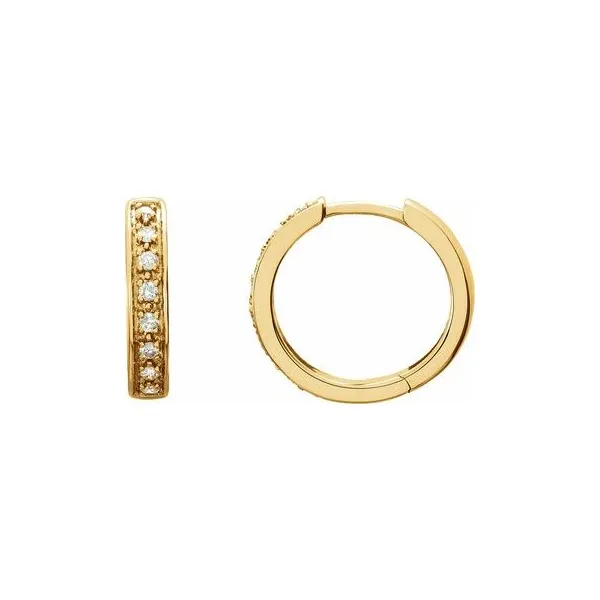 Petite Diamond Huggie Hoop Earrings In 14k Yellow Gold (1/5 Ct. Tw.) Conti Jewelers Endwell, NY