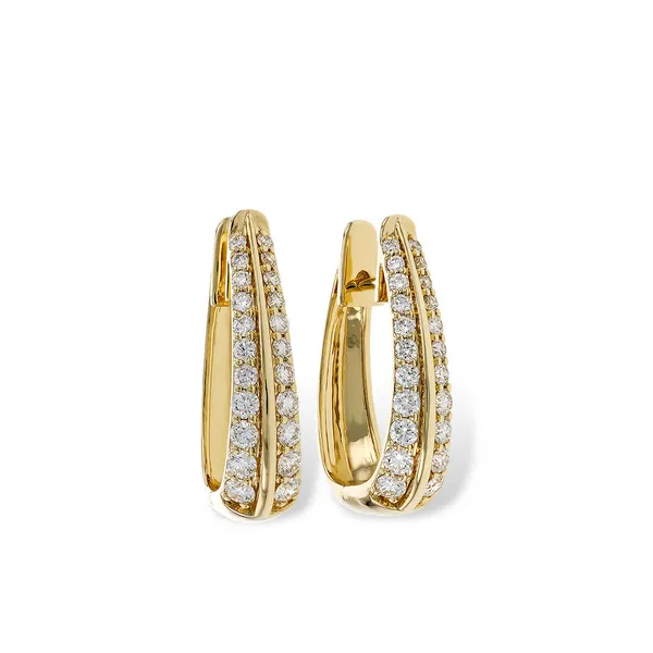 1.0ct. tw. Tapered Diamond Hoop Earrings in 14k Yellow Gold Conti Jewelers Endwell, NY