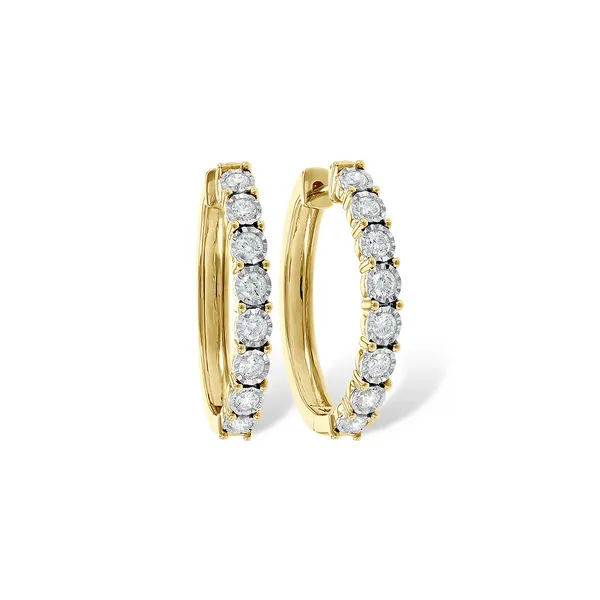 14k YG 1.00cttw Diamond Hoop Earrings Conti Jewelers Endwell, NY