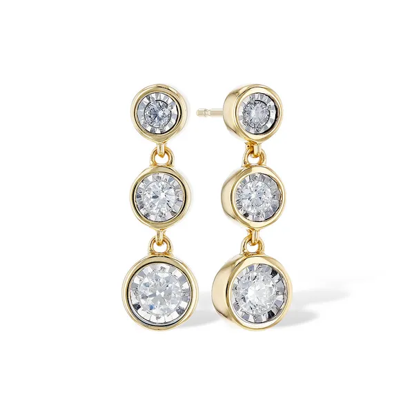 1/5cttw. Diamond Three-Stone Drop Earrings in 14k Yellow Gold Conti Jewelers Endwell, NY