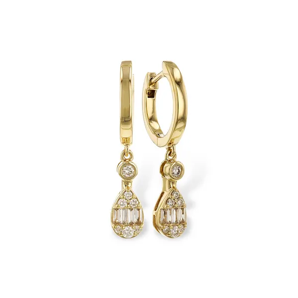 Teardrop Diamond Drop Earrings in 14K Yellow Gold Conti Jewelers Endwell, NY