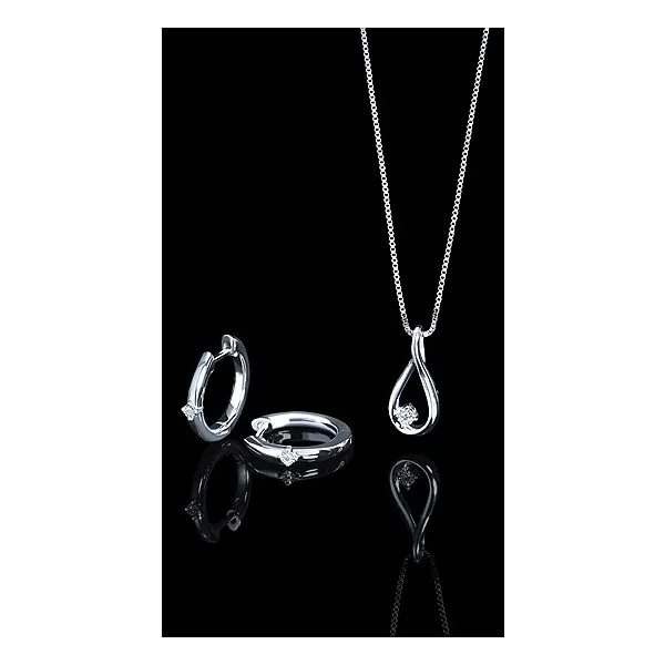 .01 Ctw. Diamond Hoop Earrings In Sterling Silver Image 2 Conti Jewelers Endwell, NY