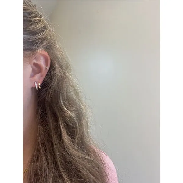 .12 cttw Diamond Hoop Earrings in 14k Yellow Gold Image 2 Conti Jewelers Endwell, NY