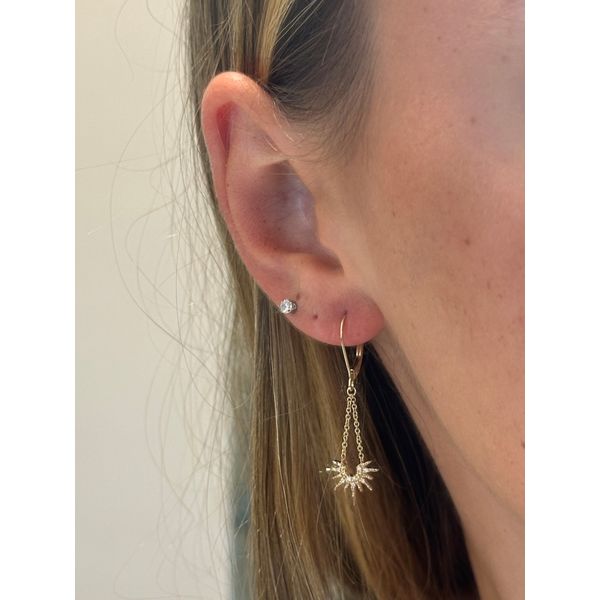 10k YG 0.04cttw Dia Half Sun Earrings Image 2 Conti Jewelers Endwell, NY