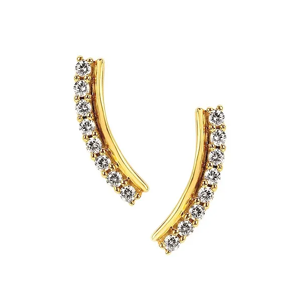 10k YG 0.12cttw Dia Curved Bar Studs Conti Jewelers Endwell, NY