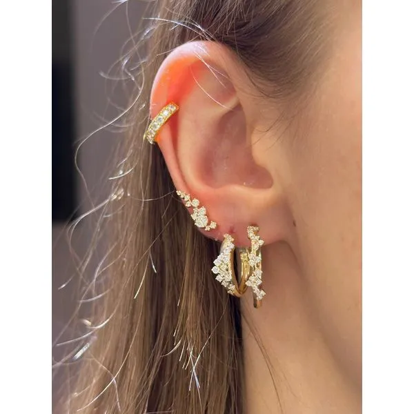 14k Yellow Gold 1/3cttw Diamond Cluster Hoops Image 2 Conti Jewelers Endwell, NY