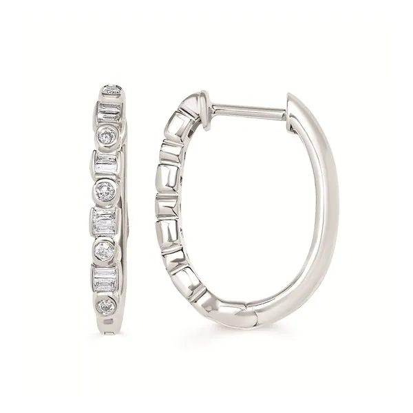 SS 0.25cttw Round and Baguette Diamonds Hoops Conti Jewelers Endwell, NY