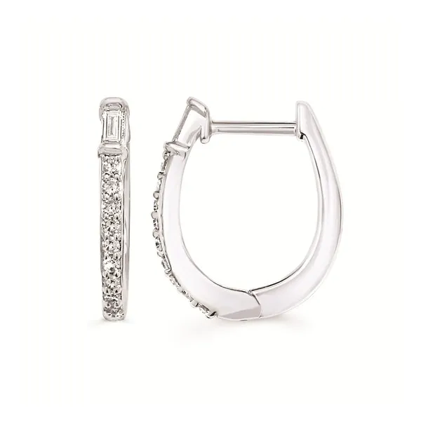 1/5 Ctw. Diamond Baguette & Round Hoop Earrings In Sterling Silver Conti Jewelers Endwell, NY