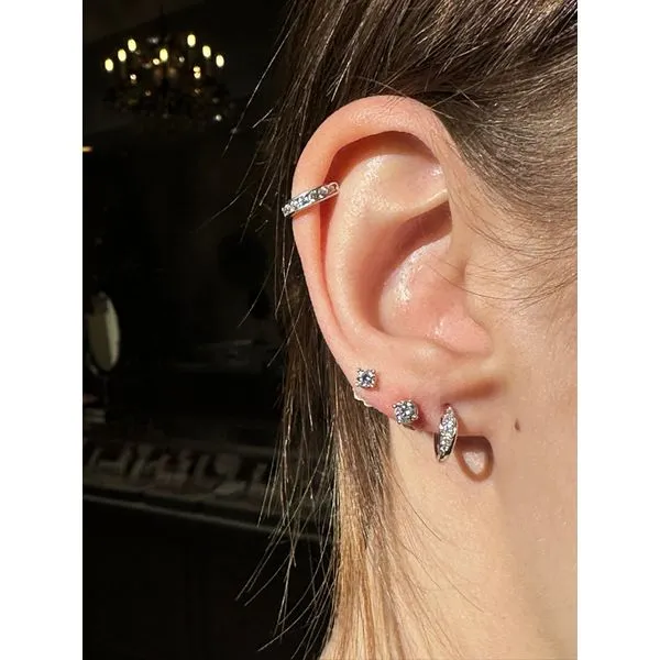 14k White Gold 0.1cttw Diamond Curve Earrings Image 2 Conti Jewelers Endwell, NY