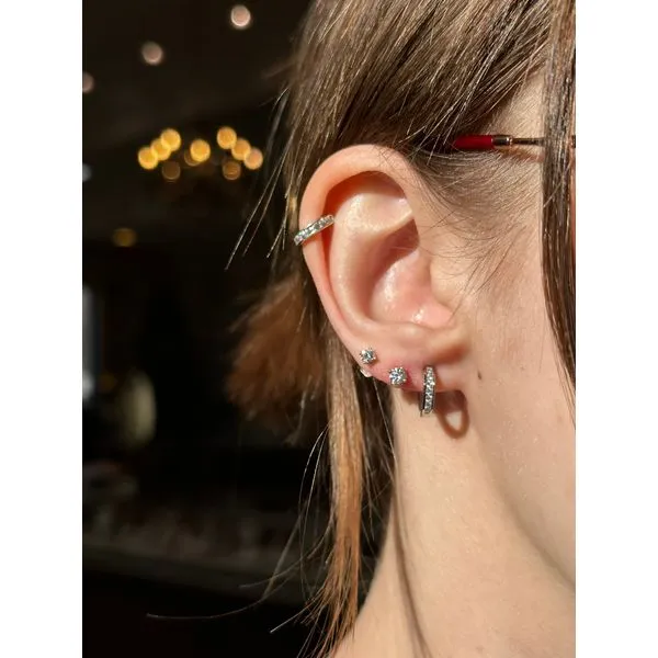 14k White Gold 0.15cttw Diamond Hoops Image 2 Conti Jewelers Endwell, NY