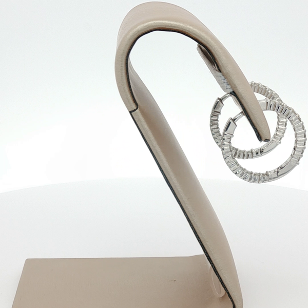 18K WG 1.08 CTTW NAT DIA INSIDE OUT HOOP EARRINGS Image 3 Conti Jewelers Endwell, NY