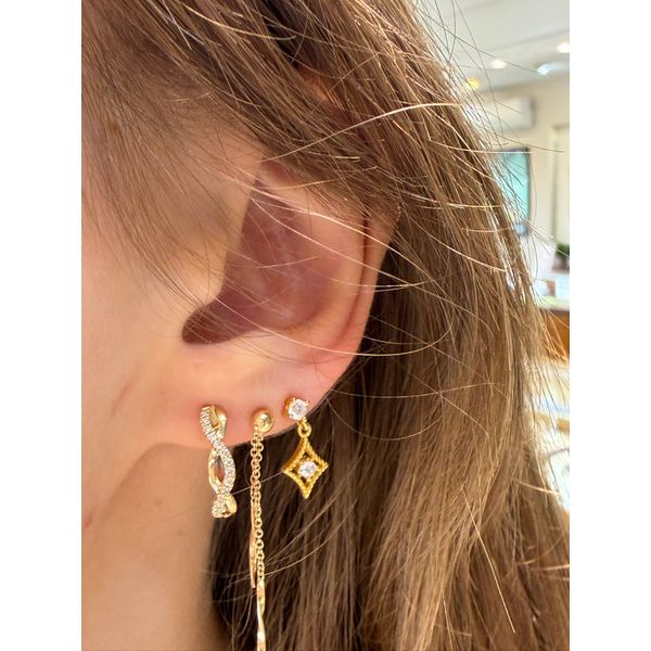 10k Two Toned 0.25cttw Diamond Reversible Hoops Image 2 Conti Jewelers Endwell, NY