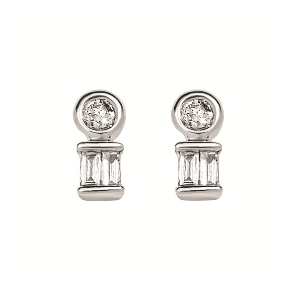 SS 0.1cttw Round & Emerald Dia Studs Conti Jewelers Endwell, NY