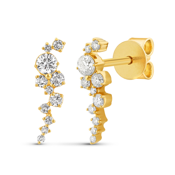 1/2cttw Diamond Cluster Casacading Stud Earrings in 14k Yellow Gold Conti Jewelers Endwell, NY
