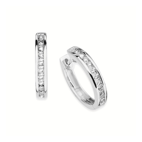 14k White Gold 0.15cttw Diamond Hoops Conti Jewelers Endwell, NY