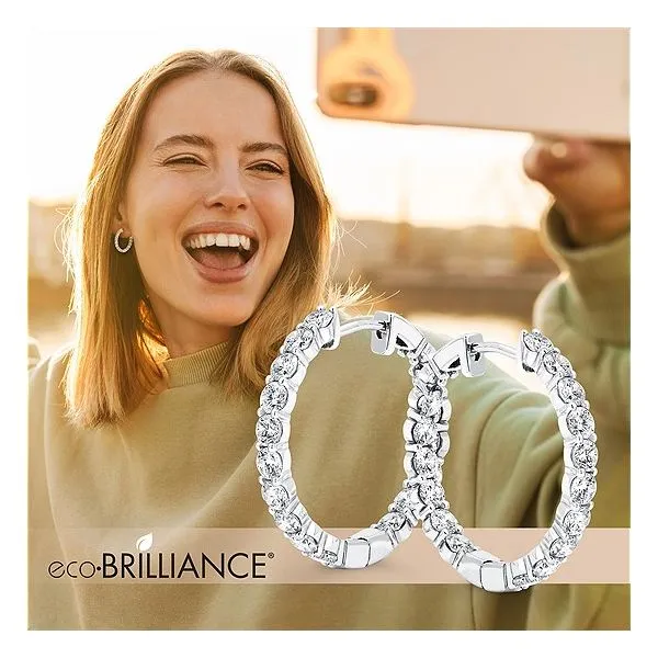 Eco-Brilliance® 2.00 Ctw. Lab-Created Diamond Insideout Hoop Earrings In 14K Gold Image 2 Conti Jewelers Endwell, NY