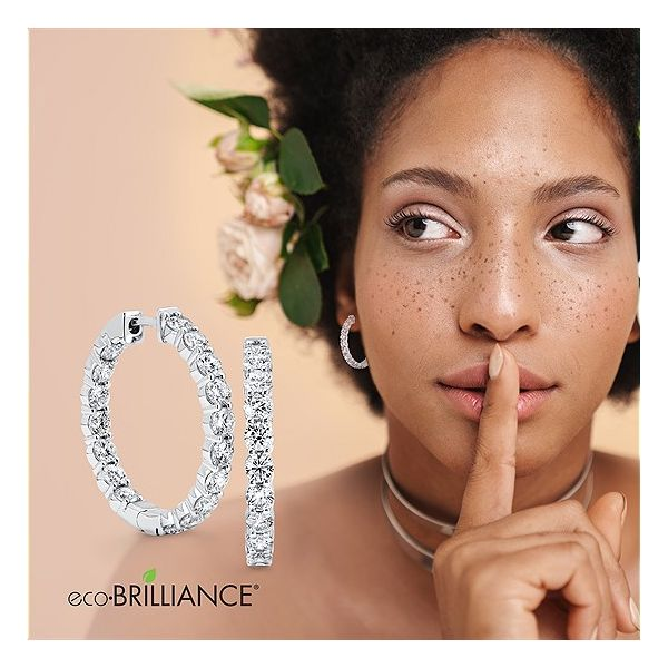 Eco-Brilliance® 3.00 Ctw. Lab-Created Diamond Insideout Hoop Earrings In 14K Gold Image 2 Conti Jewelers Endwell, NY